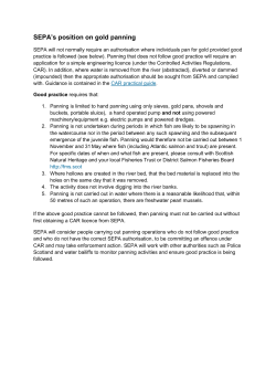 National Gold Panning Position and Good Practice