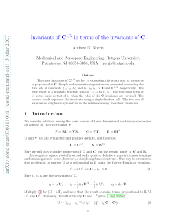 Invariants of C $^{1/2} $ in terms of the invariants of C