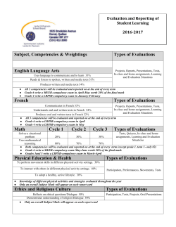 Evaluation and Reporting of Student Learning