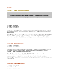 Elementary Italian I - Tufts University | School of Arts and Sciences