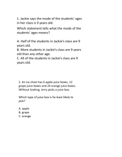 1. Jackie says the mode of the students` ages in her class is 9 years