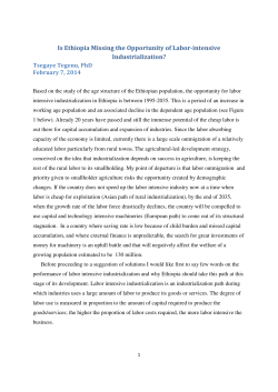 Is Ethiopia Missing the Opportunity of Labor-intensive