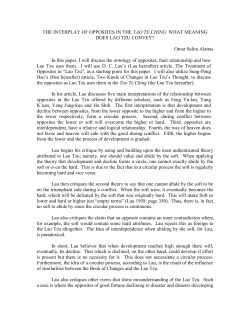 THE INTERPLAY OF OPPOSITES IN THE TAO TE