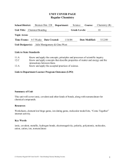 Unit III: Bonding - Bremen High School District 228