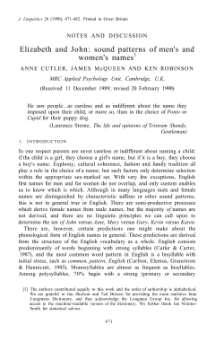 Elizabeth and John: sound patterns of men`s and women`s names1