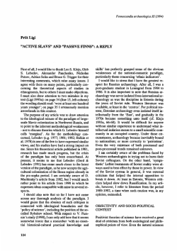 Prlit Ligi "AcnVE SLAVS" AND "PASSIVE FINNS": A REPLY