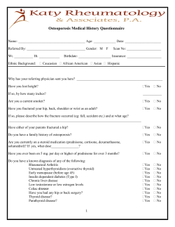 Osteoporosis Medical History Questionnaire