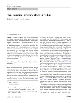 Focus takes time: structural effects on reading