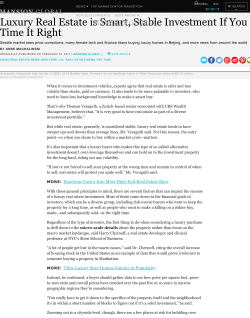 Luxury Real Estate is Smart, Stable Investment If You Time It Right