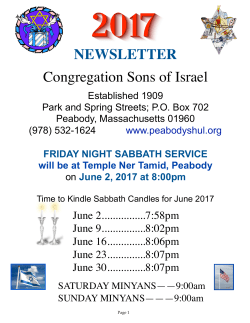 Current Newsletter - Congregation Sons of Israel