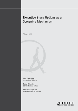 Executive Stock Options as a Screening Mechanism
