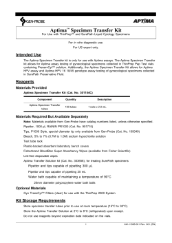 APTIMA Specimen Transfer Kit package insert