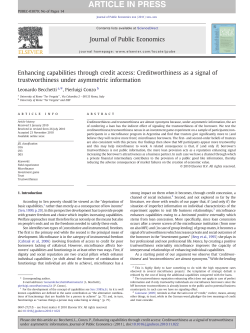 Enhancing capabilities through credit access: Creditworthiness as a