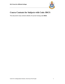 Course Contents for Subjects with Code: BSCS