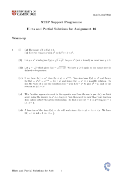 Hints and partial solutions for Assignment 16