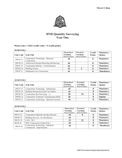 HND Quantity Surveying Year One