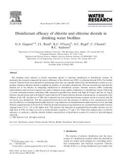 Disinfectant efficacy of chlorite and chlorine dioxide in drinking water