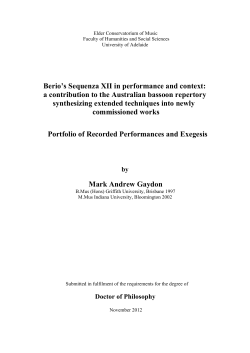 Berio`s Sequenza XII in performance and context