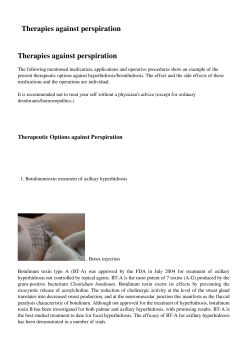 Therapies against perspiration Therapies against perspiration