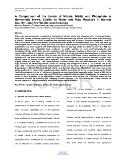 A Comparison of the Levels of Nitrate, Nitrite and Phosphate in