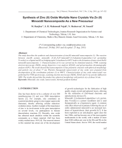 Synthesis of Zinc (II) Oxide Wurtzite Nano Crystals Via Zn (II