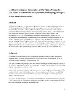 Local Communities and Conservation on the Tibetan Plateau: Two