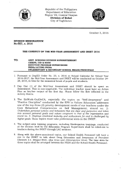 The Conduct of the Mid-Year Assessment and Inset 2016