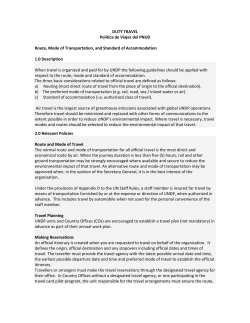 DUTY TRAVEL Pol&iacute;tica de Viajes del PNUD Route, Mode of