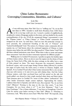 Siu, Lok. &ldquo;Chino Latino Restaurants: Converging Communities