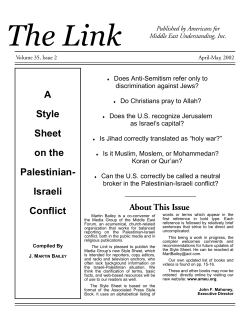 A Style Sheet on the Palestinian- Israeli Conflict