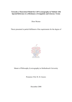 Towards a Theoretical Model for LSP Lexicography in Ndebele with