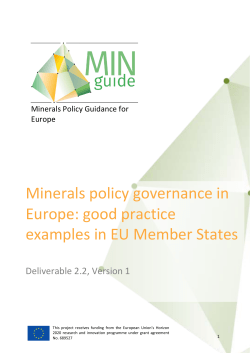 Minerals policy governance in Europe: good practice examples in