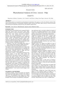 Phytochemical Analysis of Citrus sinensis Pulp