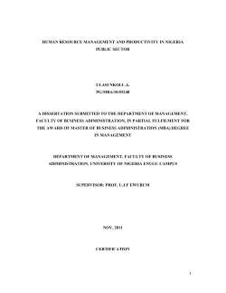 Human Resource Management and Productivity in Nigeria Public