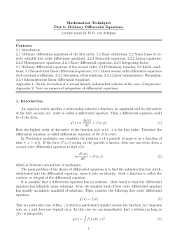 Mathematical Techniques Part 5: Ordinary Differential Equations
