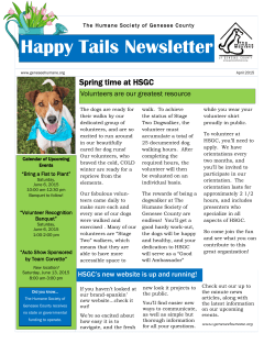 Happy Tails Newsletter - Humane Society of Genesee County