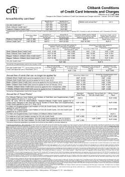 Citibank Conditions of Credit Card Interests and Charges