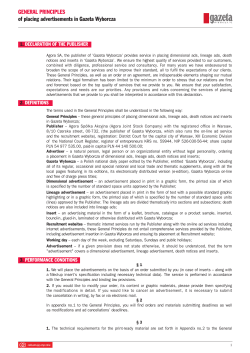 GENERAL PRINCIPLES of placing advertisements in