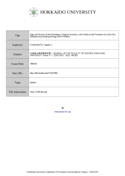 Eggs and Ovaries of the Stickleback, Pungitius tymensis, with a Note