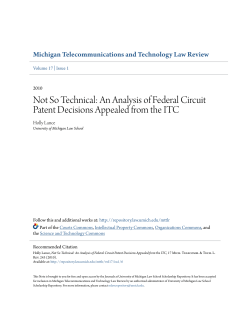 An Analysis of Federal Circuit Patent Decisions Appealed from the ITC