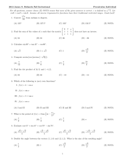Precalculus Individual - The James S. Rickards Fall Invitational