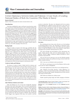 Cricket Diplomacy between India and Pakistan