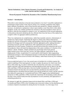 Productivity Dynamics of the Colombian Manufacturing Sector