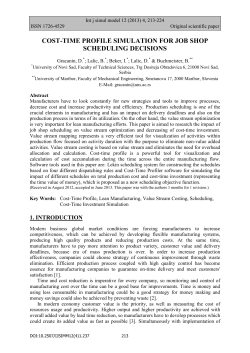 COST-TIME PROFILE SIMULATION FOR JOB SHOP SCHEDULING
