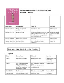 Eastern European Studies February 2016 Syllabus