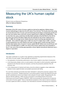 Measuring the UK`s human capital stock, Nov 2010