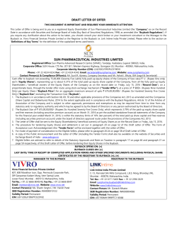 Draft letter of offer for Buyback - Sun Pharmaceutical Industries Limited