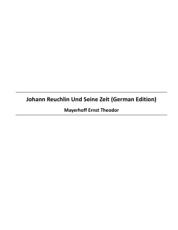 Johann Reuchlin Und Seine Zeit (German Edition) - My