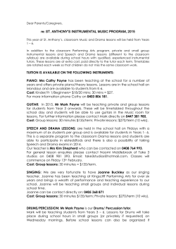 re: ST. ANTHONY`S INSTRUMENTAL MUSIC PROGRAM, 2015