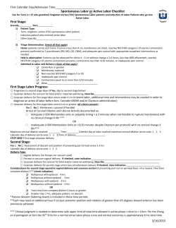 Spontaneous Labor or Active Labor Checklist First Stage: First Stage